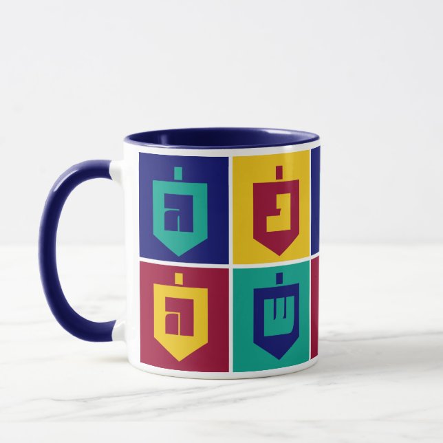 A Great Miracle Happened There! Hanukkah Dreidel Mug (Left)