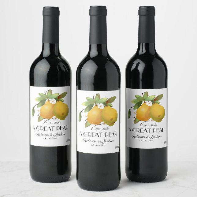 A Great Pear Wedding Favour Wine Label (Bottles)