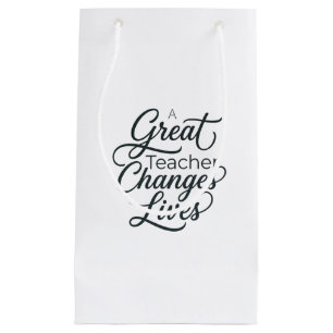 A Great Teacher Changes Lives Typography Paper Bag