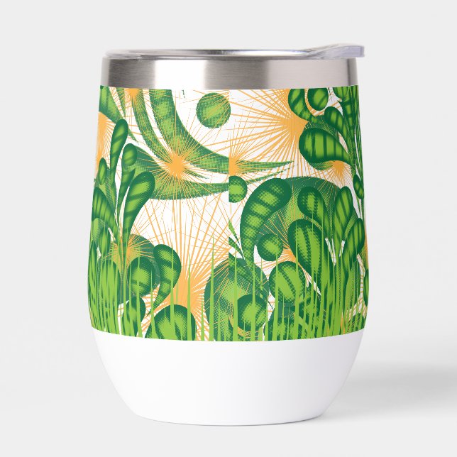 A green and gold artistic pattern depicting a tree (Left)