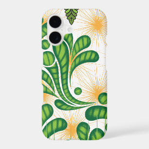 A green and gold artistic pattern depicting a tree