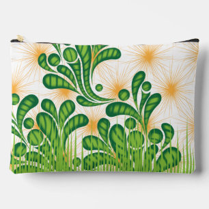 A green and gold artistic pattern depicting a tree accessory pouch