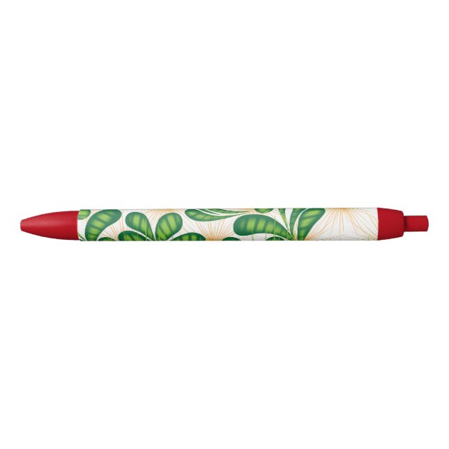 A green and gold artistic pattern depicting a tree black ink pen (Front)