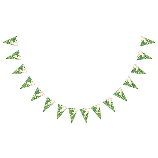 A green and gold artistic pattern depicting a tree bunting  (All)