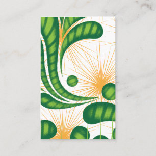 A green and gold artistic pattern depicting a tree business card