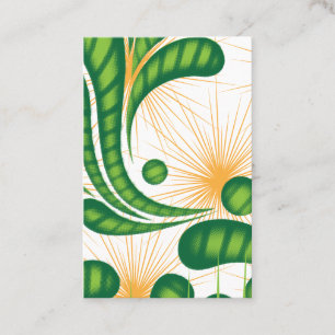 A green and gold artistic pattern depicting a tree business card