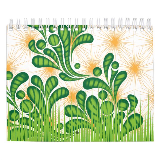 A green and gold artistic pattern depicting a tree calendar (Cover)