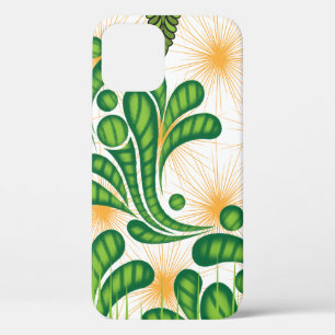 A green and gold artistic pattern depicting a tree iPhone 12 pro case
