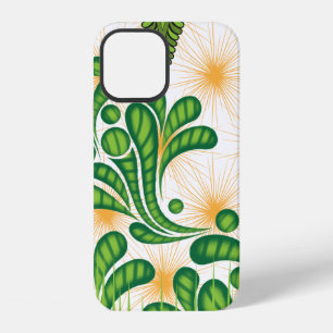 A green and gold artistic pattern depicting a tree iPhone 12 case