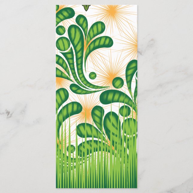 A green and gold artistic pattern depicting a tree menu (Front)