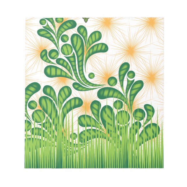 A green and gold artistic pattern depicting a tree notepad (Front)