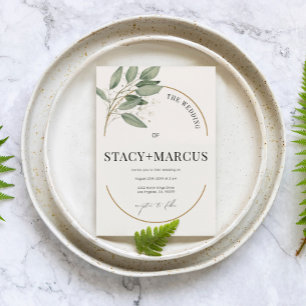  A Green and Gold Wedding with a Gold Accent Invitation