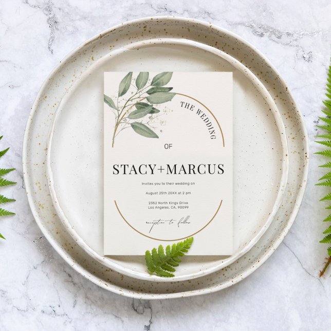  A Green and Gold Wedding with a Gold Accent Invitation (Creator Uploaded)
