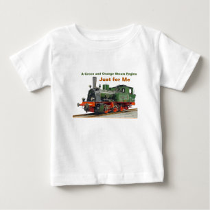 A Green and Orange Steam Engine Just for Me Baby T-Shirt