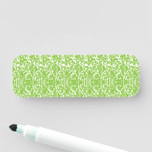 a green and white abstract background name tag