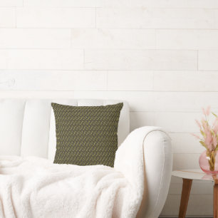 a green and white background with a wavy pattern cushion