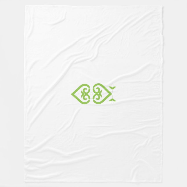 a green and white logo with a stylised design fleece blanket (Front)
