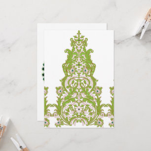 a green and white wallpaper with ornate designs invitation