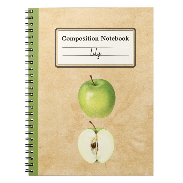 A Green Apple and a Half Personalised Composition Notebook (Front)