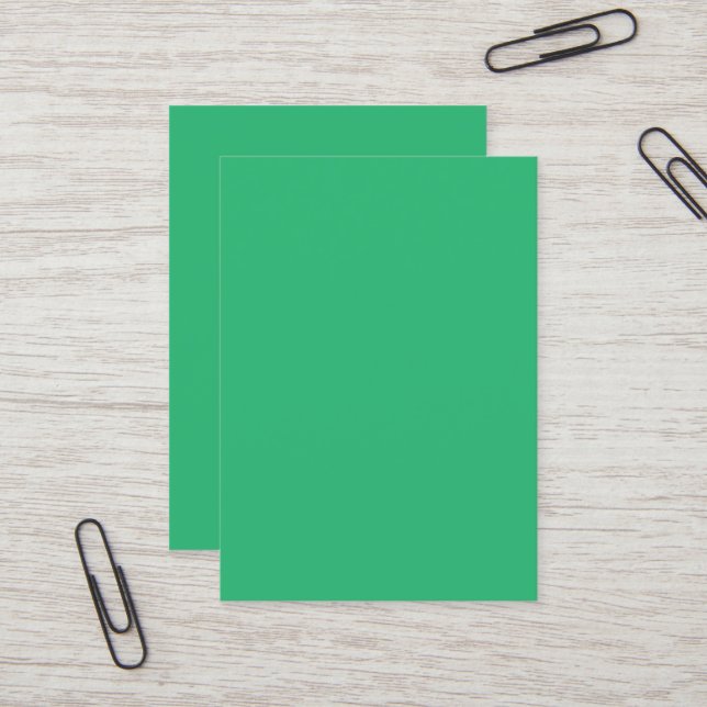 a green background with a white border business card (Front/Back In Situ)
