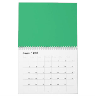 a green background with a white border calendar
