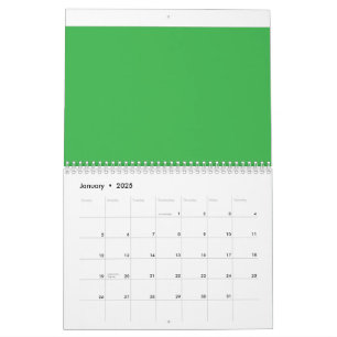 a green background with a white border calendar
