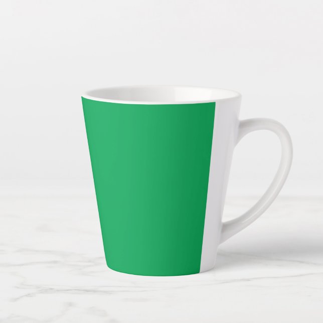 a green background with a white border latte mug (Right)