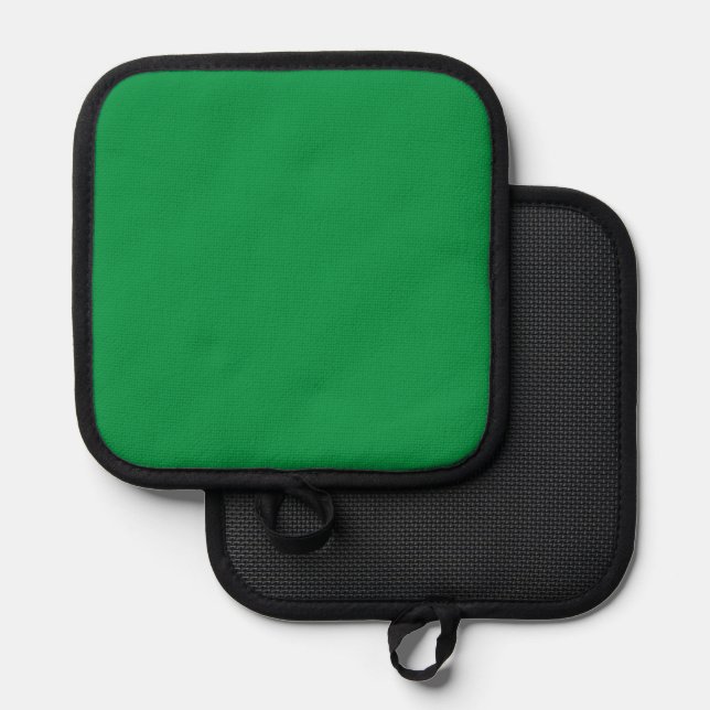 a green background with a white border pot holder (Front/Back)