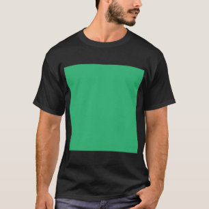 a green background with a white border T-Shirt