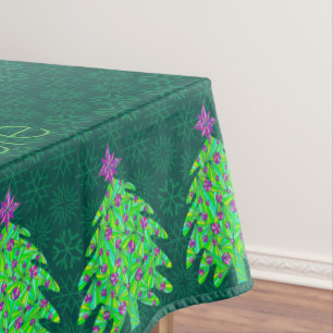 A Green Christmas Tree Chic Elegant Personalised Tablecloth