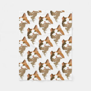 A Green Eyed Calico Cat Artistic Portrait Fleece Blanket
