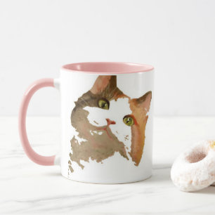 A Green Eyed Calico Cat Artistic Portrait Mug