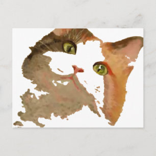 A Green Eyed Calico Cat Artistic Portrait Postcard