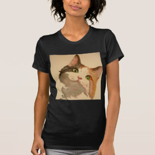 A Green Eyed Calico Cat Artistic Portrait T-Shirt