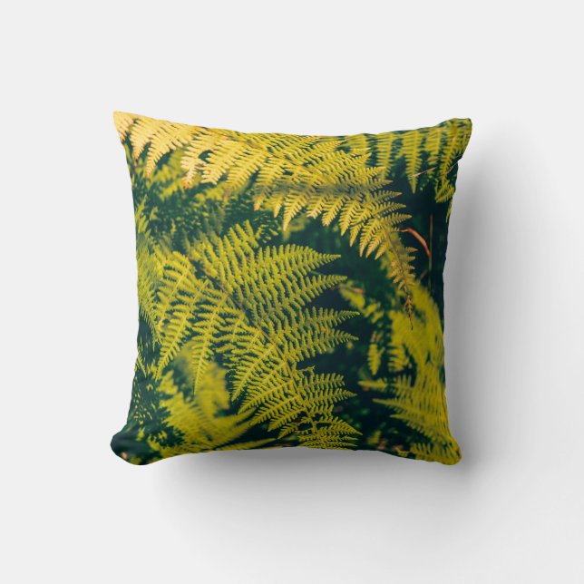 A green fern plants background with shadows. abstr cushion (Front)