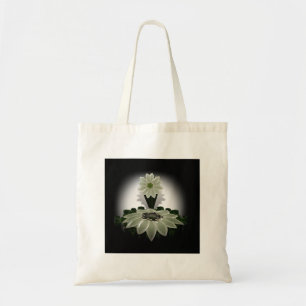 A Green Flower on Black Background Tote Bag