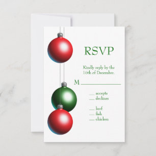 A Green Holiday Ornament RSVP Card