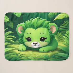 A Green Lion Cub relaxing in the Jungle Sherpa Blanket