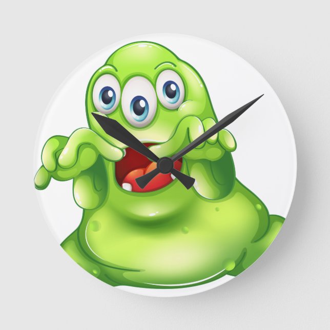 A green monster in horror round clock (Front)