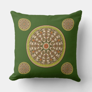 A green oriental floral pattern  cushion