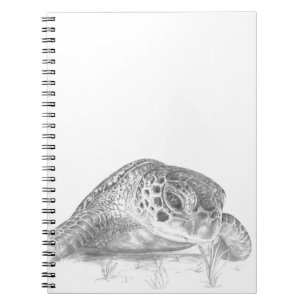 A Green Sea Turtle in Grayscale Notebook