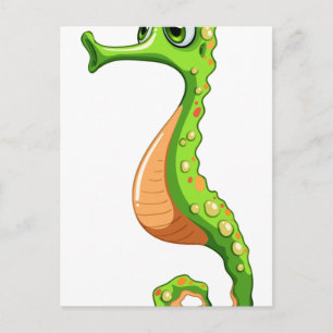 A green seahorse postcard