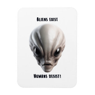 A grey/grey realistic alien for print magnet