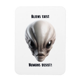 A grey/grey realistic alien for print magnet