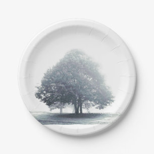 A Grey Lime Tree in Foggy Weather Dinner Plate