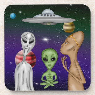 A Grey, Little Green, Anunnaki Alien Drawing Coaster