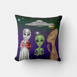 A Grey, Little Green, Anunnaki Alien Drawing  Cushion