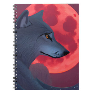 A Grey Wolf Staring at a Blood Moon  Notebook