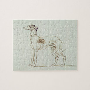 A Greyhound, Facing Left (pen & ink on paper) Jigsaw Puzzle