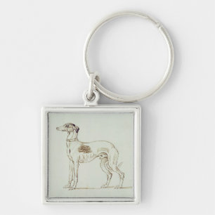 A Greyhound, Facing Left (pen & ink on paper) Key Ring